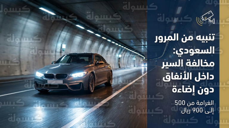 مخالفة السير داخل الأنفاق دون إضاءة 2026: المرور السعودي يحدد قيمة الغرامة وحالات الرصد الآلي