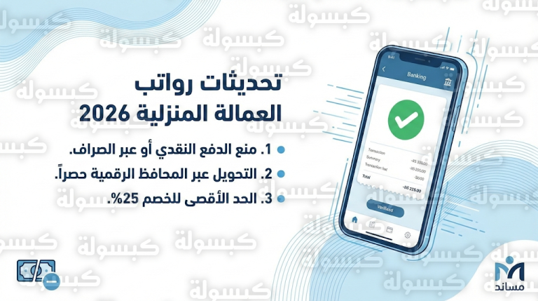 مساند توضح شروط خصم 25% من راتب العامل المنزلي ومنع الدفع عبر أجهزة الصراف الآلي