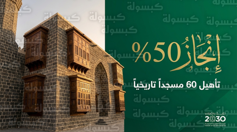 مشروع الأمير محمد بن سلمان لتطوير المساجد التاريخية يعلن إنجاز 50% من مستهدفاته وتأهيل 60 مسجداً