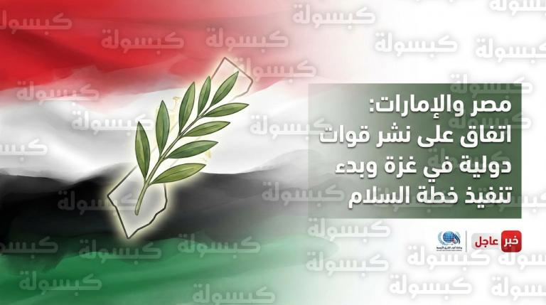 مصر والإمارات تؤكدان ضرورة النشر العاجل لقوات استقرار دولية في قطاع غزة