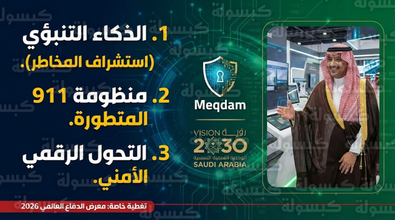معرض الدفاع العالمي 2026: السواحه يكشف ملامح “الأمن الذكي” ومنظومة الذكاء التنبؤي في جناح “مقدام”