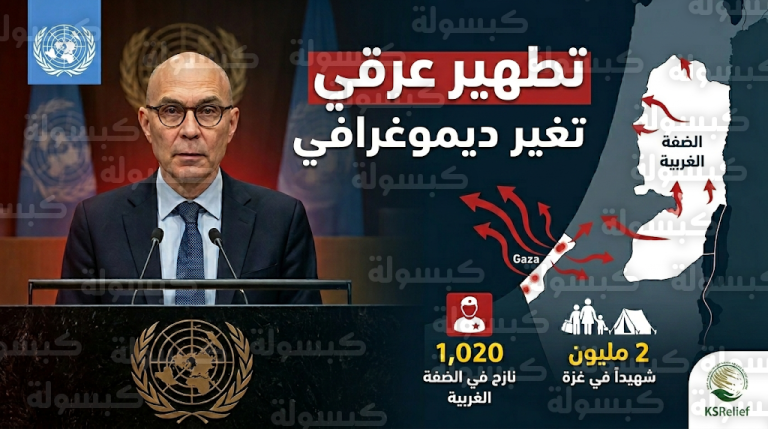 مفوض الأمم المتحدة لحقوق الإنسان يحذر من تطهير عرقي وتغيير ديموغرافي دائم في الضفة وغزة
