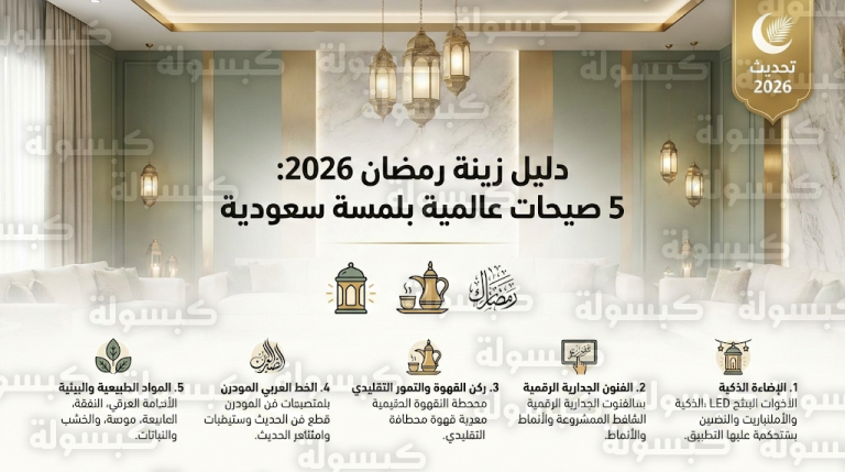 من الإضاءة الذكية إلى الخط العربي.. الكشف عن أبرز 5 صيحات لزينة رمضان 2026 في المنزل السعودي
