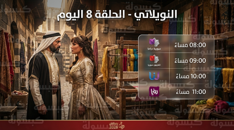 مواعيد عرض مسلسل النويلاتي الحلقة 8 اليوم الأربعاء 25-2-2026 والقنوات الناقلة