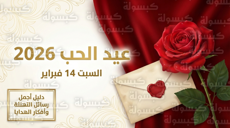 موعد عيد الحب 2026 العالمي السبت 14-2-2026 وأجمل رسائل التهنئة للحبيب والحبيبة