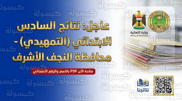 نتائج السادس الابتدائي التمهيدي 2026 محافظة النجف : الآن استخراج الدرجات رسمياً بالاسم والرقم الامتحاني