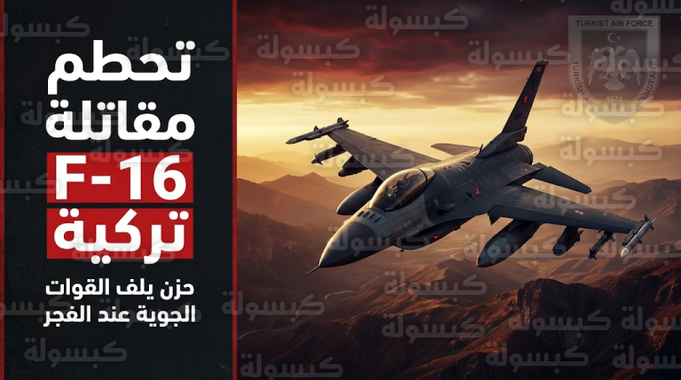 وزارة الدفاع التركية تعلن سقوط مقاتلة إف-16 في غرب البلاد واستشهاد طيارها إثر انقطاع الاتصال بها فجراً
