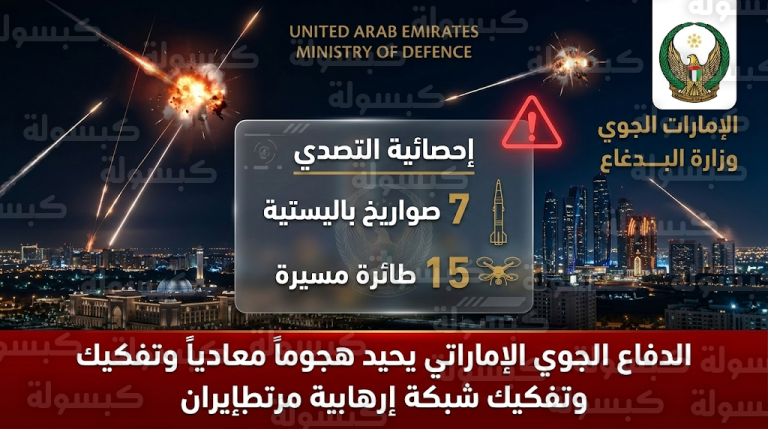 الدفاع الجوي الإماراتي يتصدى لهجمات صاروخية ومسيرة وتفكيك شبكة إرهابية مرتبطة بإيران وحزب الله في الدولة