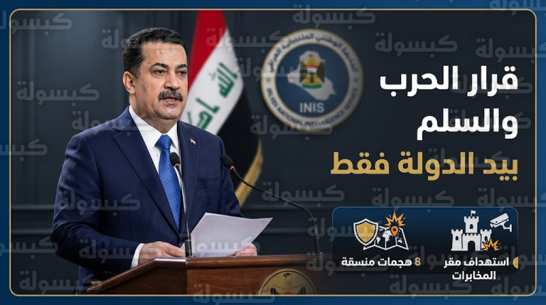 السوداني يؤكد أن قرار الحرب والسلم حصراً بيد الدولة ويحذر من محاولات اغتصاب هذا الحق خارج الأطر الرسمية