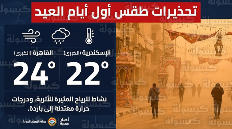 تحذيرات الأرصاد من طقس أول أيام عيد الفطر 2026 وأماكن العواصف والسيول بالمحافظات