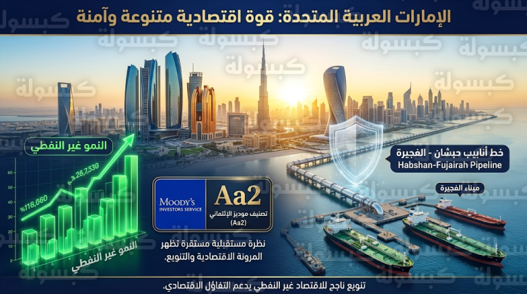 تقرير موديز يؤكد تصدر الإمارات كأكثر اقتصادات الشرق الأوسط مرونة في وجه التحديات والنزاعات الإقليمية