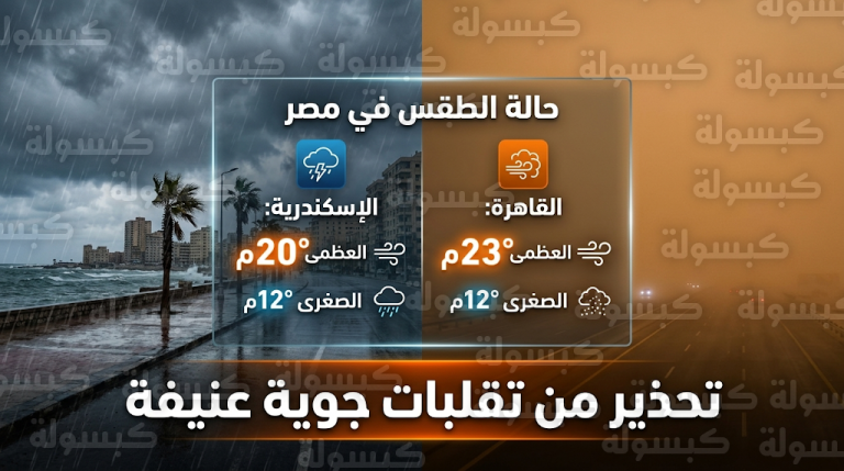 تقلبات حرارية حادة وبدء نوة العجوزة غداً في الإسكندرية مع استمرار موجة الطقس السيئ لنهاية الأسبوع
