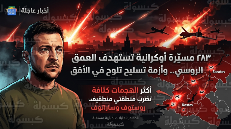 روسيا تعلن اعتراض 283 طائرة مسيرة في هجوم أوكراني هو الأوسع على مناطقها الحدودية والعمق