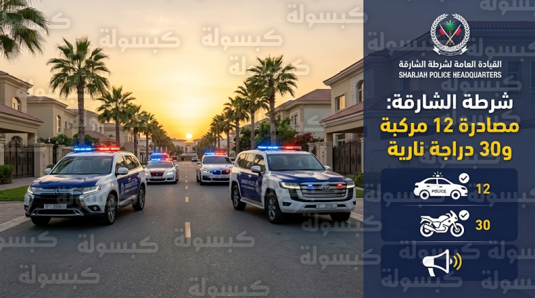 شرطة الشارقة تضبط 52 مخالفة وتصادر 12 مركبة و30 دراجة نارية في حملة أمنية موسعة