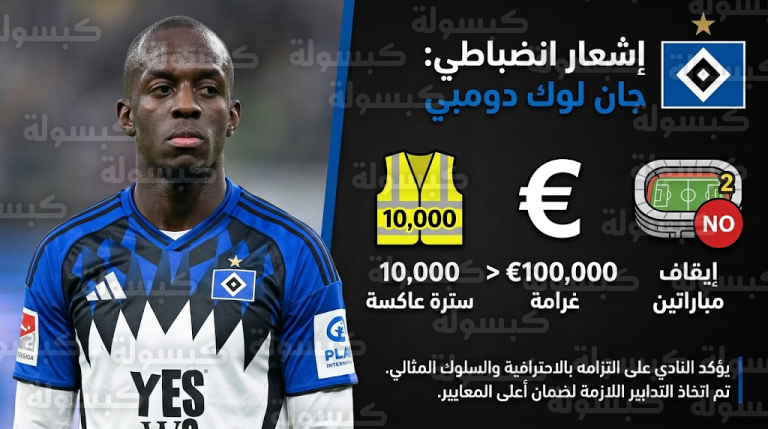 عقوبات تاريخية بحق لاعب هامبورغ جان لوك دومبي تلزمه بتأمين 10 آلاف سترة لطلاب المدارس