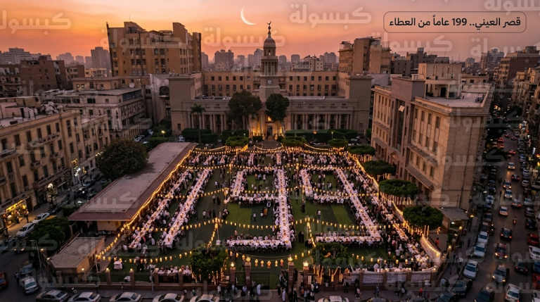 قصر العيني يحيي ذكرى تأسيسه الـ 199 بموائد إفطار رمضانية مبتكرة تشكل رقم العام في مشهد تاريخي لافت