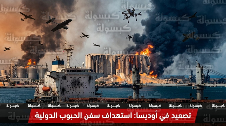 هجوم روسي بمسيرات انتحارية يستهدف سفن شحن تجارية وصوامع غلال في ميناء أوديسا