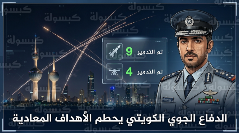وزارة الدفاع الكويتية تعلن إحباط هجوم جوي واسع وتدمير 9 صواريخ باليستية و4 طائرات مسيرة